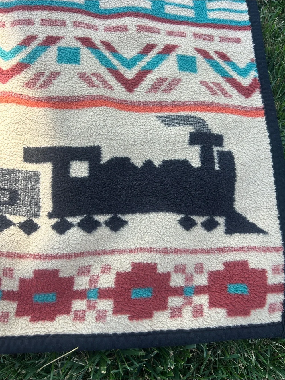 San Marcos SOFT Throw Blanket Aztec TRAINS Western